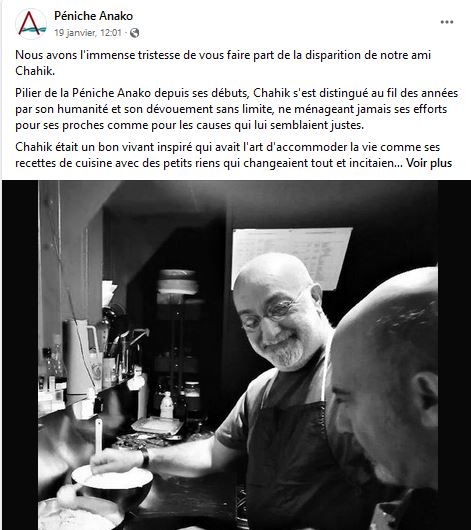 Nous avons l&rsquo;immense tristesse de vous faire part de la disparition de notre ami Chahik.