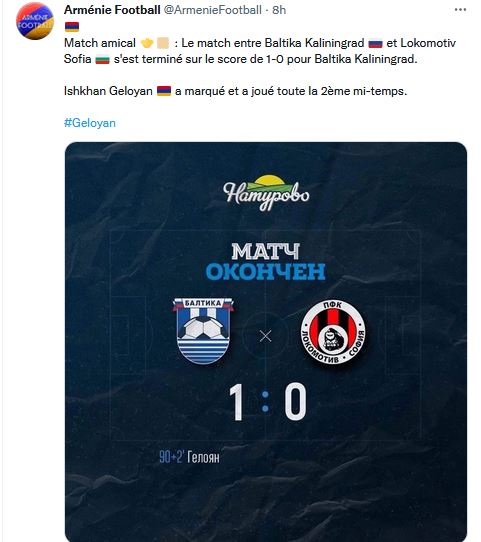 Ishkhan Geloyan a marqué et a joué toute la 2ème mi-temps.