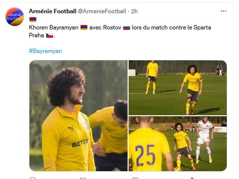Khoren Bayramyan lors du match contre le Sparta Praha