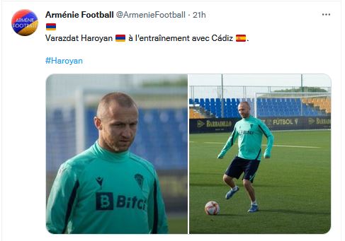 Varazdat Haroyan à l&rsquo;entraînement avec Cádiz