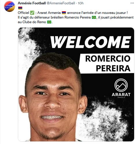 Ararat Armenia annonce l&rsquo;arrivée d&rsquo;un nouveau joueur !