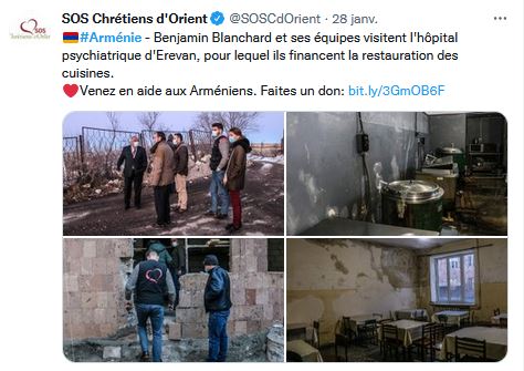 Benjamin Blanchard et ses équipes visitent l&rsquo;hôpital psychiatrique d&rsquo;Erevan, pour lequel ils financent la restauration des cuisines.