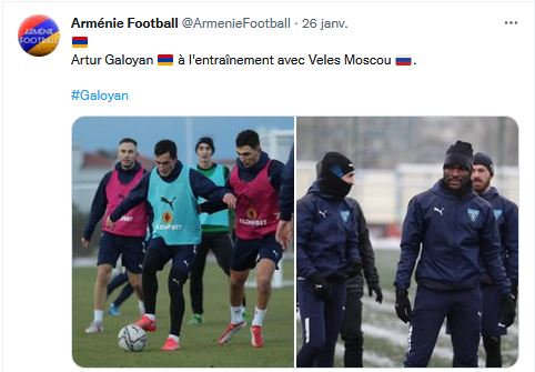 Artur Galoyan à l&rsquo;entraînement avec Veles Moscou