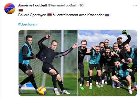 Eduard Spertsyan à l&rsquo;entraînement avec Krasnodar