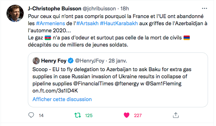 JC Buisson : pour l&rsquo;Europe le gaz azéri n&rsquo;a pas d&rsquo;odeur