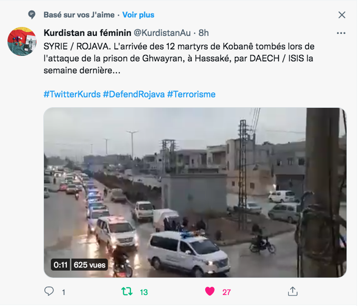Kurdistan au féminin : l&rsquo;arrivée de 12 martyrs de Kobanê