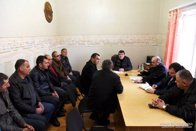 Le président de l&rsquo;Artsakh en visite ce matin dans les villages de Garnakar, Shahmasour, Tsmakahogh et Haterk de la région de Martakert