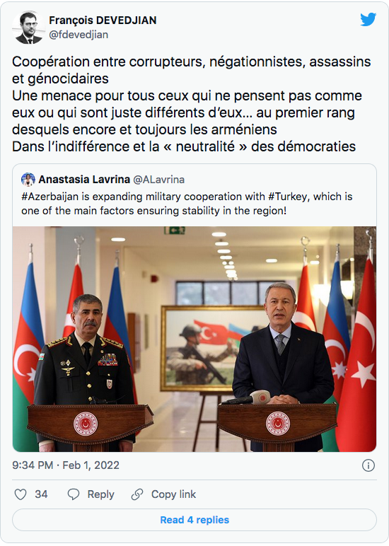 F Devedjian : coopération entre corrupteurs assassins et génocidaires