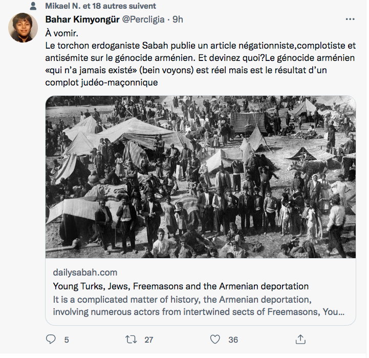 Bahar Kimyongür : Sabah à vomir sur le génocide arménien