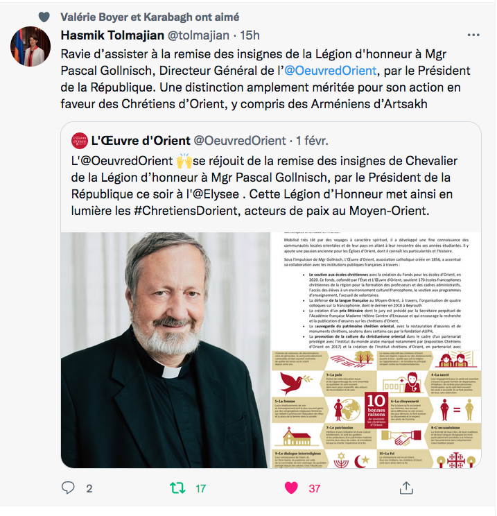 H. Tolmajian : une distinction méritée pour P.Gollnisch