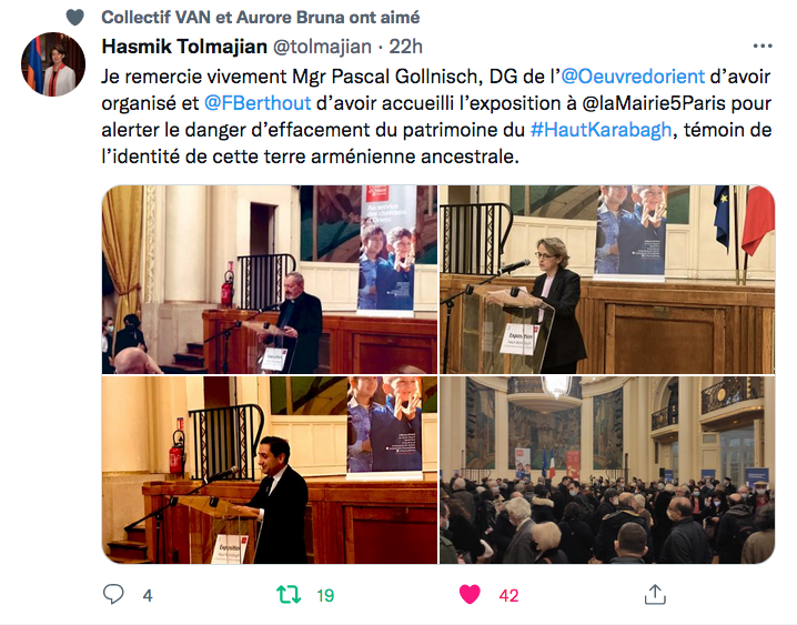 H. Tolmajian : Merci à Mgr P.Gollnisch pour l&rsquo;exposition à la Mairie du 5e