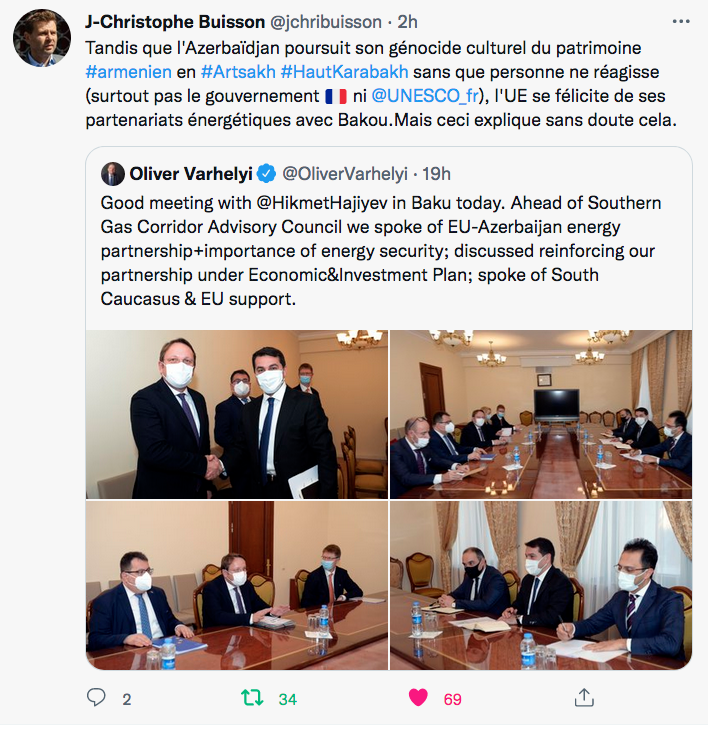 JC Buisson : L&rsquo;UE se félicite de son partenariat avec Bakou…