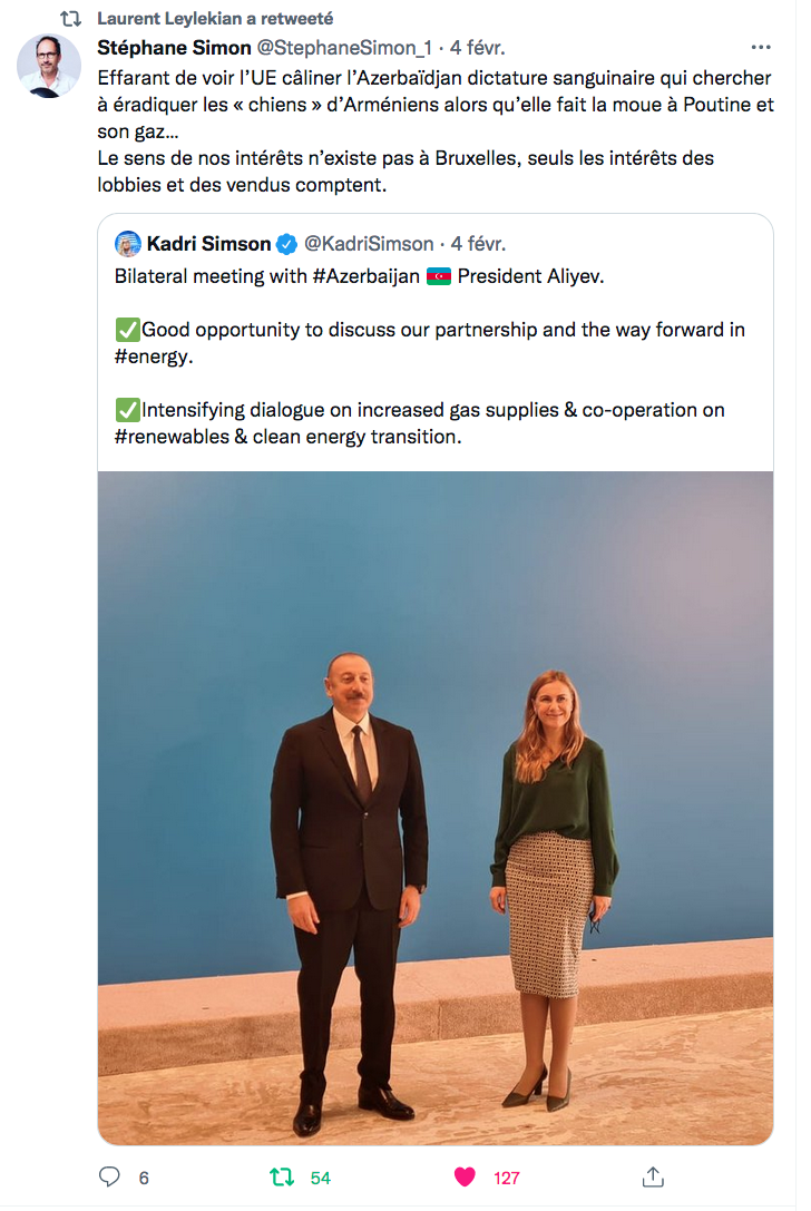 S.Simon : Effarant de voir l&rsquo;UE câliner l&rsquo;Azerbaïdjan