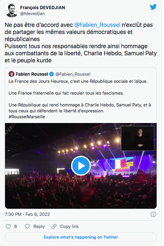 F Devedjian : le partage des mêmes valeurs avec F.Roussel