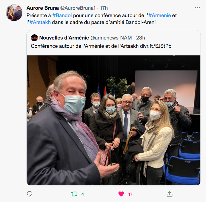 Aurore Bruna : présente à Bandol pour la conférence sur l&rsquo;Arménie