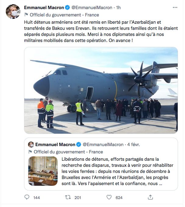 Macron annonce la libération de 8 prisonniers prisonniers de guerre