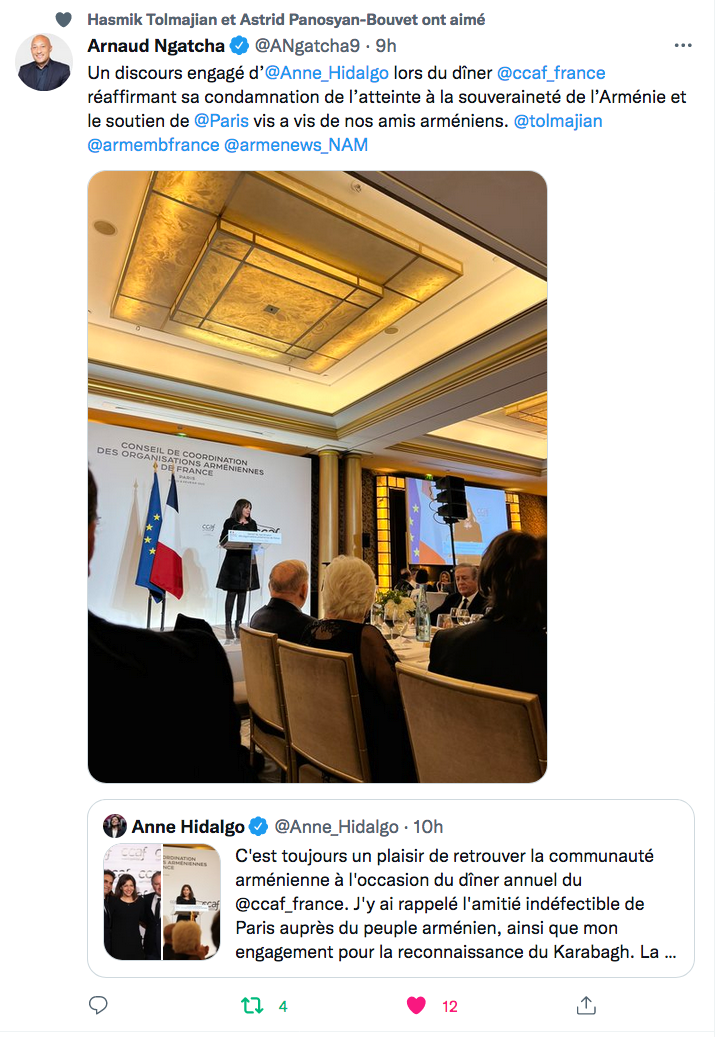 A Ngatch :  le discours engagé d&rsquo;A Hidalgo au diner du CCAF