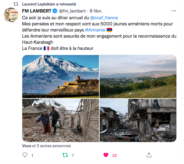 FM Lambert : au CCAF, mes pensées aux 5000 morts pour l&rsquo;Arménie