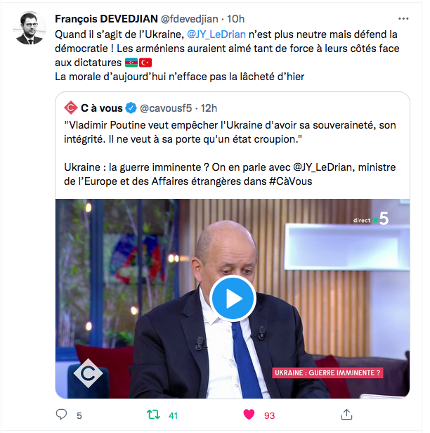 F Devedjian : La morale de Le Drian à géométrie variable