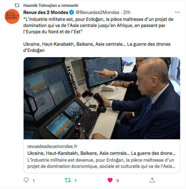 Revue deux mondes : la guerrre des drones d&rsquo;Erdogan