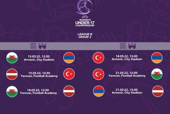 Les rencontres du groupe 2 de la ligue B du tour de qualification du Championnat d&rsquo;Europe féminin U-17 auront lieu en Arménie…en présence de la Turquie