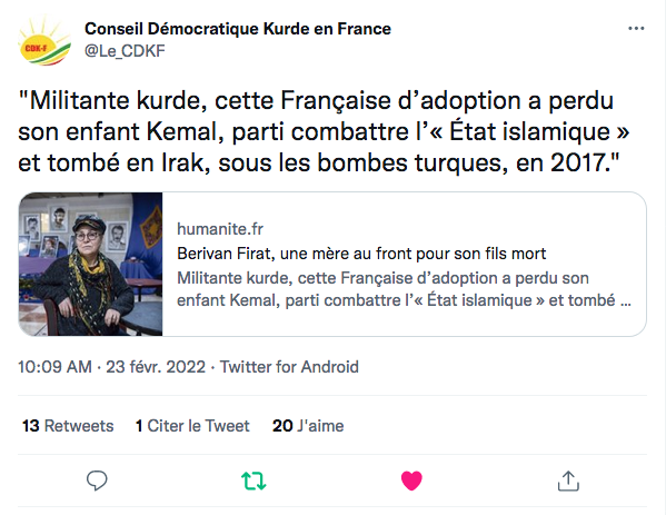 CDK : l&rsquo;hommage de l&rsquo;Humanité à Bérivan Firat