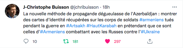JC Buisson : Ukraine : Bakou trafique les identités des morts arméniens