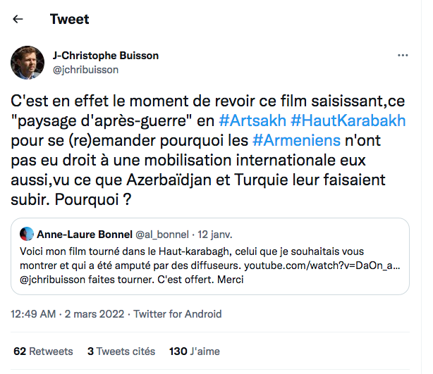 JC Buisson : pourquoi cette indiférence pour l&rsquo;Artsakh ?