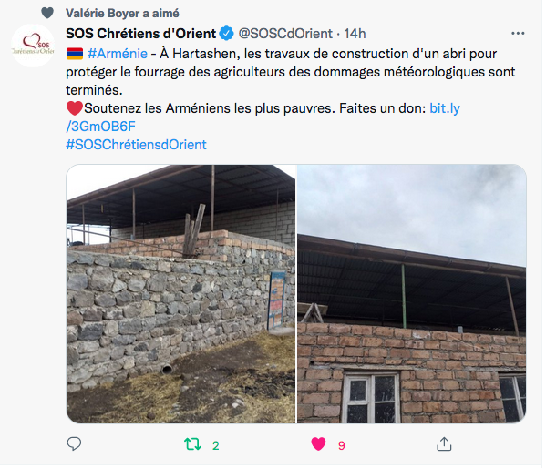 SOS chrétiens d&rsquo;Orient : fin des travaux à Hartashen