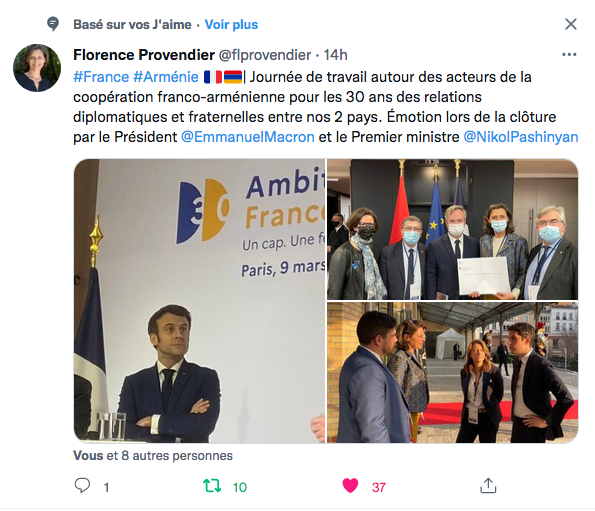 Florence Provendier : Macron et Pachinian à la cloture du forum