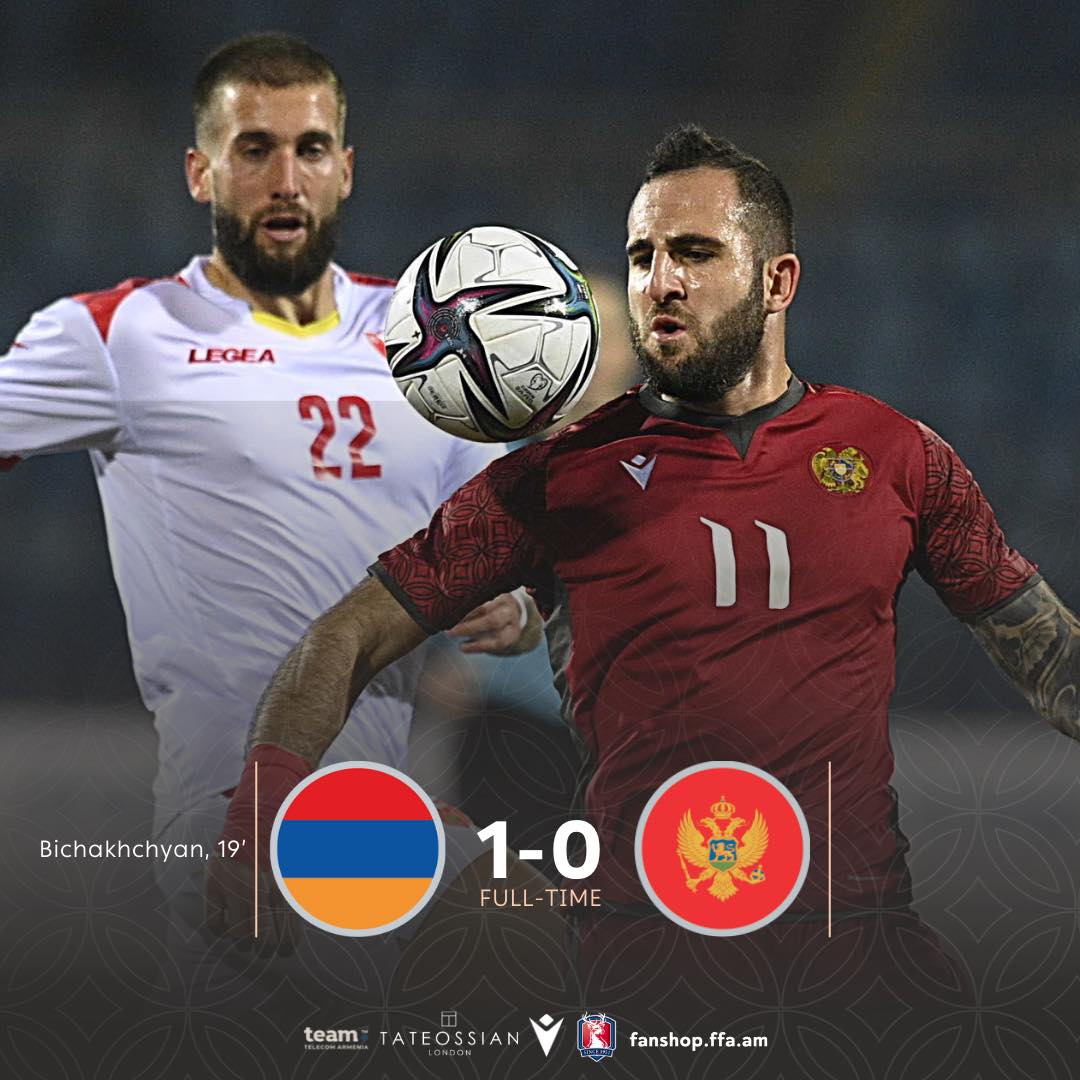 L’Arménie s’impose sur le Monténégro (1-0) en match amical à Erévan par un but de Vahan Bichakhchyan
