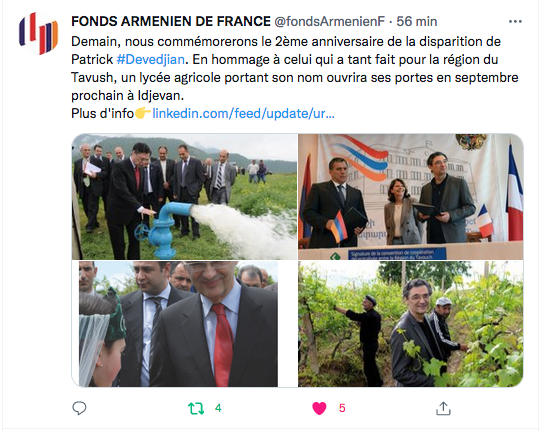 Fonds arménien : 2e anniversaire de la mort de P.Devedjian