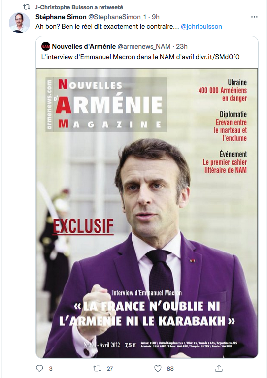 Stéphane Simon : itv de Macron dans NAM