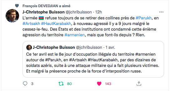 JC Buisson : l&rsquo;armée azérie refuse toujours de se retirer