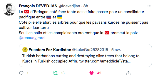 François Devedjian : seul les naïfs croiron que la Turquie promeut la paix
