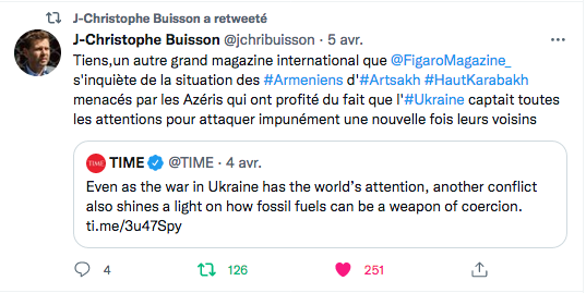 JC Buisson : Karabakh, outre le Figaro, le Time aussi