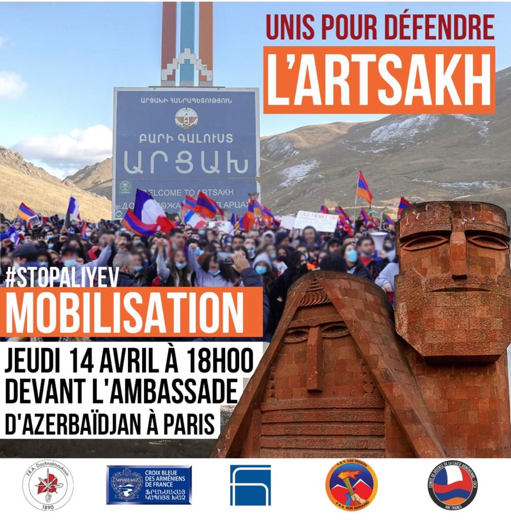 Manifestation le 14 avril devant l&rsquo;ambassade d&rsquo;Azerbaïdjan