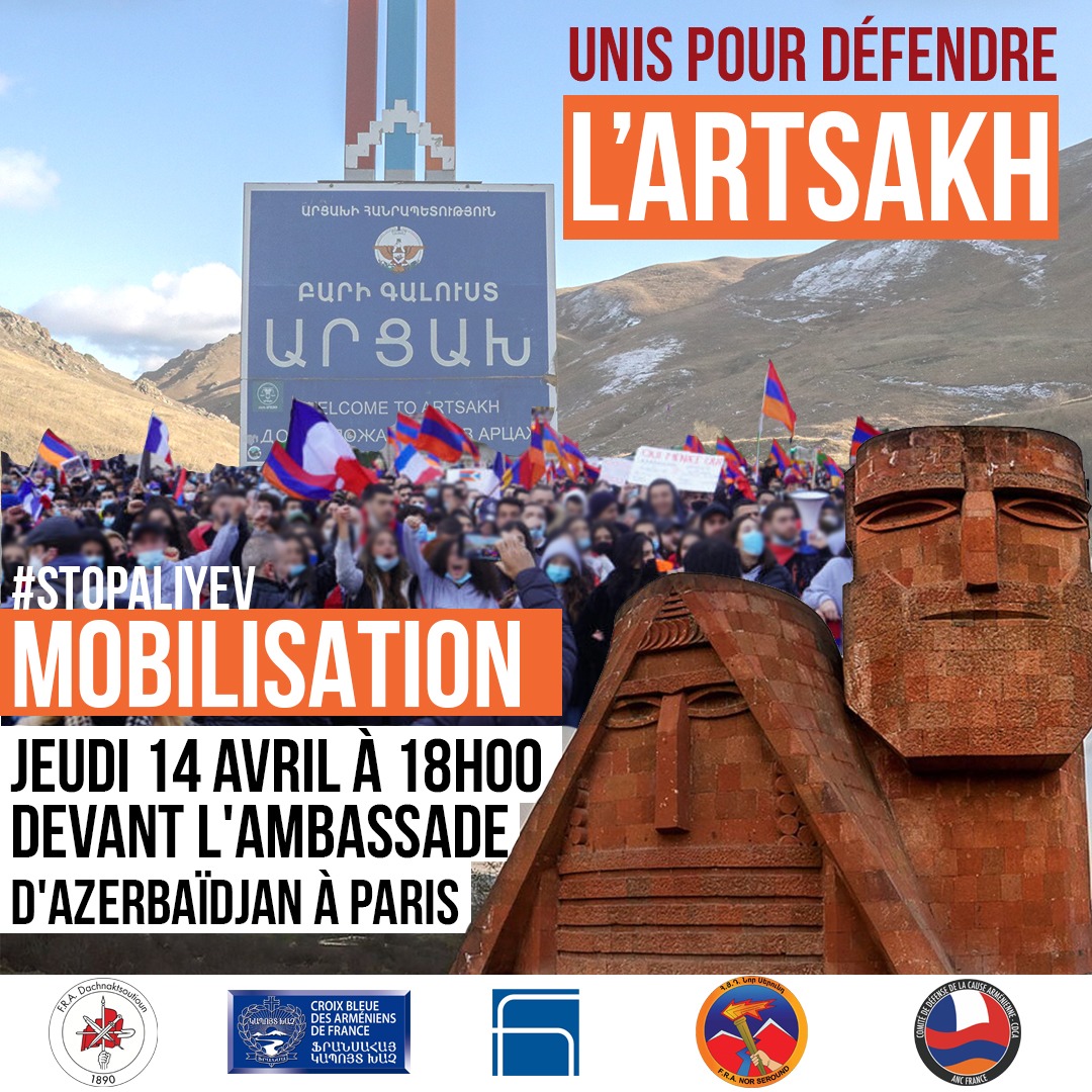 Manifestation le jeudi 14 avril 2022 en soutien à l’Artsakh !