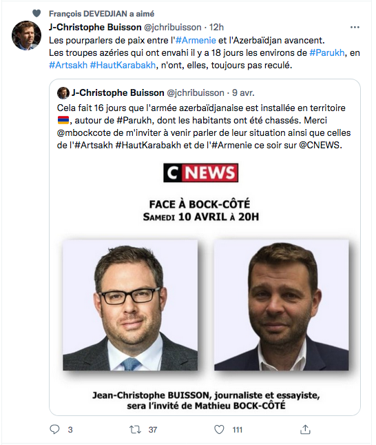 JC Buisson : les négos avancent/l&rsquo;armée azérie ne recule pas