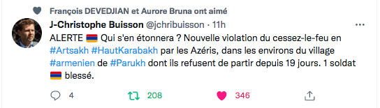 JC Buisson : nouvelle violation du cessez-le-feu par Bakou