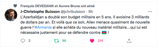 JC Buisson : l&rsquo;Azerbaïdjan a doublé son budget militaire