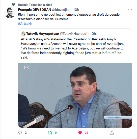 François Devedjian : le droit du peuple d&rsquo;Artsakh à disposer de lui-même