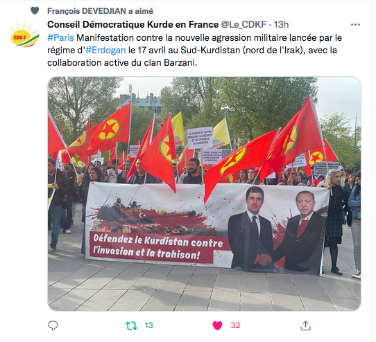 CDK-F : manifestation contre l&rsquo;invasion turque en Irak