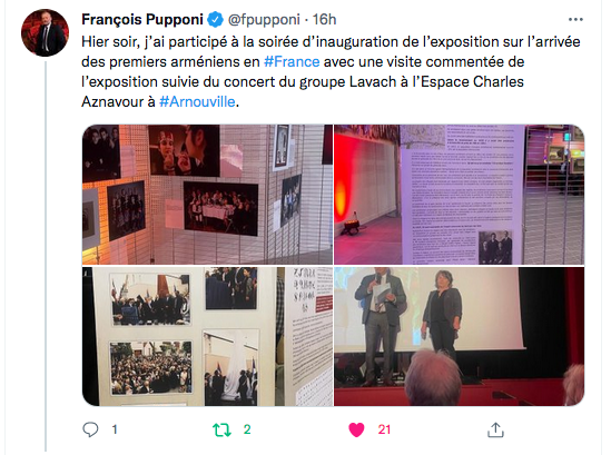 F.Pupponi : exposition sur les Arméniens à Arnouville