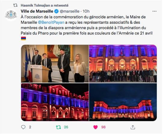 Ville de Marseille : le pharo aux couleurs de l&rsquo;Arménie