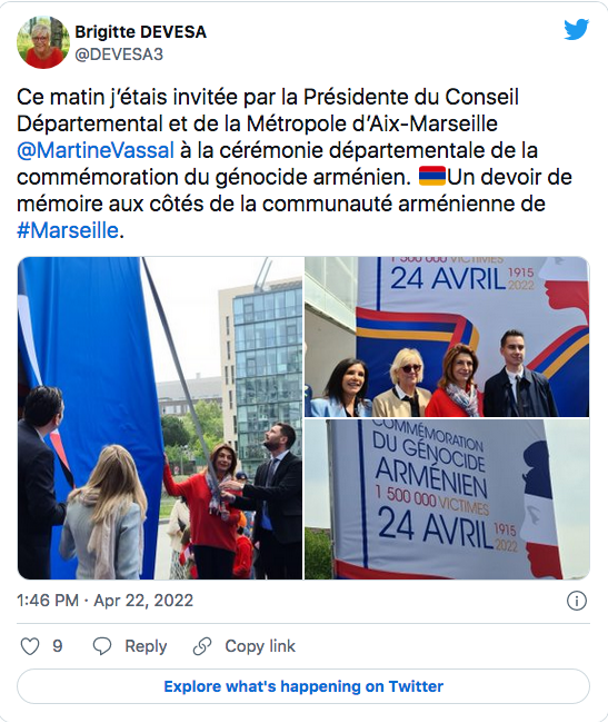 Brigitte Devesa : cérémonie départementale de Marseille de la commémoration du génocide