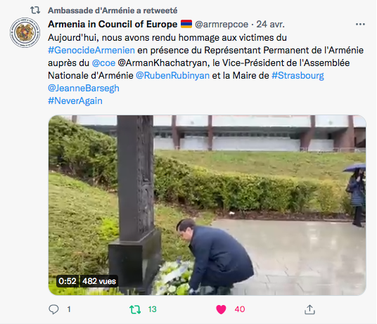 Armenia in Council of Europe : commémoration à Strasbourg