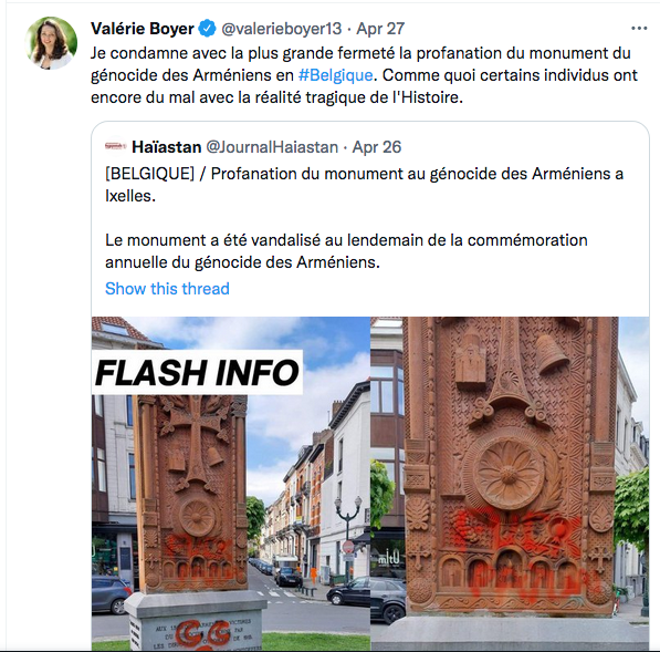 Valérie Boyer : Je condamne avec la plus grande fermeté la profanation du monument