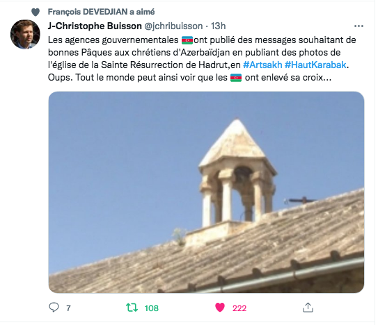 J.C. Buisson : Pâques dans une église sans croix à Hadrut