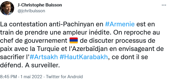 J.C. Buisson : La contestation anti-Pachinyan en #Armenie